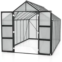 Vitavia Gewächshaus "Domus 11500", schwarz, B:257cm H:253,9cm T:449cm, Gewächshäuser, Gewächshaus, mit Doppelschwingtüren und bodentiefer Türschwelle, 4 mm Hohlkammer
