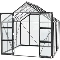 Vitavia Gewächshaus "Domus 6700", schwarz, B:257cm H:253,9cm T:263cm, Gewächshäuser, Gewächshaus, Doppelschwingtüren und bodentiefer Türschwelle, 3 mm Sicherheitsglas