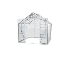 Vitavia Gewächshaus "Domus 6700", silber (silberfarben), B:257cm H:253,9cm T:263cm, Gewächshäuser, Gewächshaus, Doppelschwingtüren und bodentiefer Türschwelle, 3 mm Sicherheitsglas
