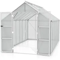 Vitavia Gewächshaus "Domus 11500", silber (silberfarben), B:257cm H:253,9cm T:449cm, Gewächshäuser, Gewächshaus, mit Doppelschwingtüren und bodentiefer Türschwelle, 4 mm Hohlkammer