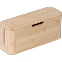 Relaxdays Kabelbox für Steckdosenleiste, Bambus, Magnetdeckel, HBT 14,5x34x11 cm, Kabel verstecken, Steckdosenbox, natur