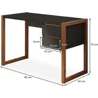 Idimex Schreibtisch BELINDA mit 2 Schubladen, Schwarz/Kastanie - Home Office Tisch aus Kiefer Massivholz, Modernes Design mit praktischem Stauraum
