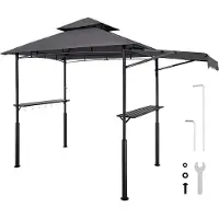 Selius Grillpavillon – 2430 x 1500 x 2500 mm – Zweischichtiges Satteldach – Stahlrahmen – Dunkelgrau