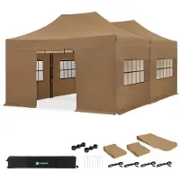 Selius Partyzeltdach – 6 x 4,5 Meter – Wasserdicht, 3000 PA – Beige – Stahlrahmen – Gartenpavillon