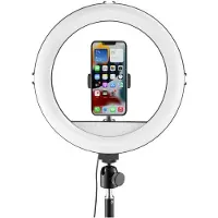 Hama LED-Ringleuchte SpotLight Steady 120 III, Ringlicht-Stativ für Handy, 12