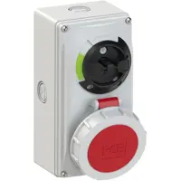 Pce 61152-6k CEE-Steckdose abschaltbar kompakt 16A 5p 6h IP66/IP67 Knock Out 611526k