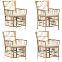 Syfax Gartenstühle 4 stk. Natur PE Rattan, Stahl und Polyesterstoff
