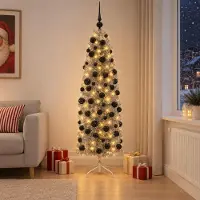 Syfax Künstlicher schmaler Weihnachtsbaum mit Weihnachtskugel 180 cm