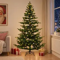 Syfax Künstlicher klappbarer Weihnachtsbaum 210 cm 300 LEDs