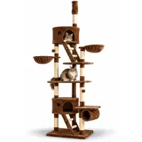 Belviona XXL-Kratzbaum mit Deckenspanner, Spiel & Krallenpflege in Perfektion, 230-250 cm Höhe, braun