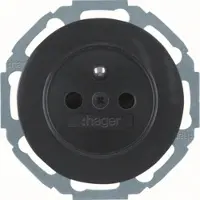 Hager WLS1600BG Steckdose mit Schutzkontaktstift u. erh.BS Serie R.Classic schwarz, glänzend