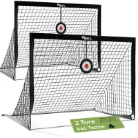 Arebos KM-Fit Fußballtor 2er Set 120x90 cm, Pop Up Trainingstor für Kinder, Klappbares Mini Fußballtor für Garten & Outdoor inkl. Zielscheiben