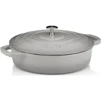 kela Bräter 28 cm rund 3,2 Liter grau beige Calido Gusseisen 12611 flach