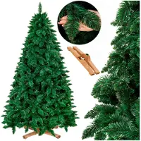 Springos Royal Trees Weihnachtsbaum künstlich 220 cm Waldkiefer mit dicht 817 Spitzen | Deluxe Tannenbaum wie echt inkl. Holzständer & Aufbewahrungstasche