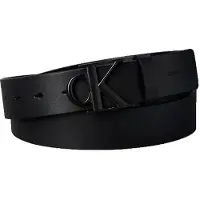 Calvin Klein Ledergürtel "CK BUCKLE SMOOTH 35MM", Herren, Gr. 85, schwarz, matte schwarz, Web, Büffelleder, unifarben, Gürtel Ledergürtel, Größenverstellbar mit Metallschließe