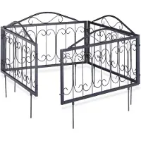 Markenlos Beetzaun Metall schwarz, Beeteinfassung zum Stecken, Gartenzaun, Relaxdays