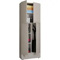 VCM Mehrzweckschrank "Holz Besenschrank Staubsauger Putzschrank Lona S", grau, B:70cm T:39cm, Obermaterial: 100% Holz Wood., Schränke, Mehrzweckschrank