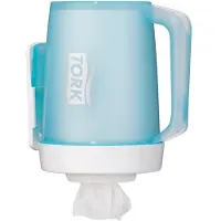 Tork Mini Innenabrollungsspender, M1, Tragbares und praktische Spender für Papierwischtücher, Maße (H x B x L): 26,3 x 23,9 x 18,5 cm, Farbe: weiß/türkis