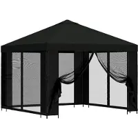 vidaXL Garten Pavillon mit Seitenwänden 3 x 3 m Schwarz
