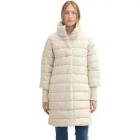 Tom Tailor Damen Lange Steppjacke mit Stehkragen,12365 - Dusty Beige, L