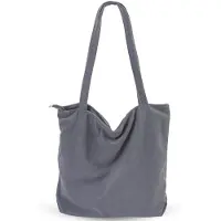 Merkloos Große Shopper-Tasche aus Cord für Damen, mit Reißverschluss und Fächern