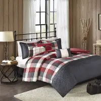 OEM Bettwäsche-Set König 104x92 Zoll, Rot, Polyester, 7-teilig