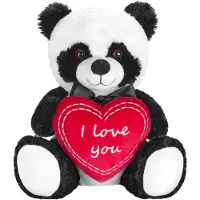 Merkloos Panda-Plüschtier, Teddybär mit Innenleben – 25 cm – Schwarz/Weiß
