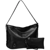 Merkloos Damen-Hobo-Tasche und Portemonnaie-Set aus weichem Leder