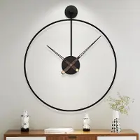 Merkloos Große, schwarze Wanduhr mit geräuschloser Mechanik für Zuhause und Büro