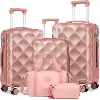 Merkloos Hartschalen-Rollkoffer-Set – Inklusive Kosmetiktasche und Doppelrollen – Größe M, L, XL