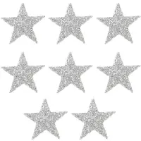 OEM 8 Stern-Aufbügler, Strass, 8 cm, silber, für Kleidung & DIY