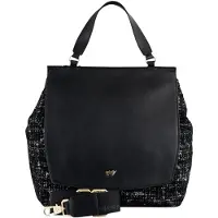Braun Büffel Handtasche PAULINE Tote Bag mit Überschlag schwarz schwarz Damen - Leder