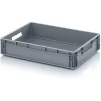 Merkloos Euro-Container, 60 x 40 x 12 cm – Stapelbare Kunststoff-Aufbewahrungsbox – Grau