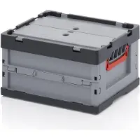 Merkloos Faltbare Box, 40 x 30 x 22 cm mit Deckel – Grau