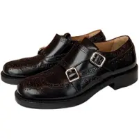 Merkloos Elegante, zweifarbige Monk-Schuhe mit niedrigem Blockabsatz