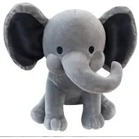 Merkloos Grauer Elefant-Plüschtier – Kawaii-Plüschtier für Kinder, 25 cm