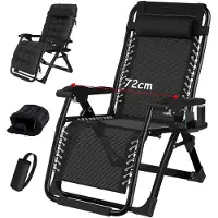 Merkloos Faltbarer Terrassenstuhl mit Kissen und Getränkehalter