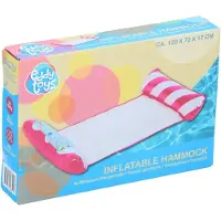 Eddy Toys Schwimmmatratze Erwachsene – Luftbett ab 14 Jahren – Mit Kopf- und Fußrolle – Bis 80 kg – Nur für Flachwasser – Inkl. Reparaturflicken - Rosa