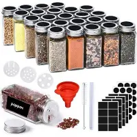 Markenlos Gewürzgläser Quadrat 25 Stück - Gewürzbehälter 120 ml - Gewürzcontainer mit Streueinsatz