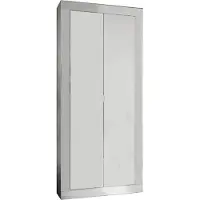 Dmora Kleiderschrank 2 Türen Contea, Schlafzimmermöbel, Schrank, Garderobe, Italy, 78x35 h185 cm, Glänzendes Weiß