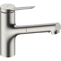 Dripio Küchenarmatur Zesis M33, ausziehbar, 2 Strahlarten, 150 mm Höhe, Edelstahl