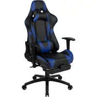 OEM Gaming-Stuhl, verstellbar, mit Fußstütze, Kunstleder, Blau