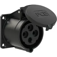 Pce 324-6ttx CEE-Anbausteckdose gerade (70x70mm) 32A 4p 6h IP44/IP54 TT schwarz 3246ttx