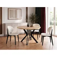 WFL GROUP Runder Tisch für das Esszimmer - 100 oder 120 cm Durchmesser - Ausziehbarer Tisch mit Pulverbeschichteten Schwarzen Metallbeinen - Industriestil - 100 cm - Craft Eiche