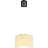 Globo LED-Hängeleuchte Thea, creme/schwarz matt, Leinen, Ø 35 cm