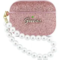 GUESS Schutzhülle Glitter Pearl Strap Case für AirPods Pro 3, Rosa