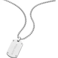 Police Kette mit Anhänger "U-Turn", silber (edelstahlfarben, schwarz), Halsketten, Herren, Carbon Edelstahl, L: 55 B: 3mm, Carbon, Edelstahl, Kette mit Anhänger, B:3mm