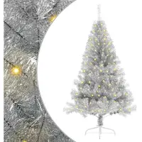 vidaXL Künstlicher vorbeleuchteter Weihnachtsbaum Silber 120 cm PET