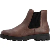 Rieker Leder Stiefeletten mit Reißverschluss, Gummizügen und flachem Absatz, runde Spitze