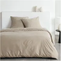 TODAY Essential Bettwäscheset für 2 Personen 220x240 cm Beige mit Crepon-Effekt, 100% Polyester, 2 Kissenbezüge 63x63 cm (3-teilig)